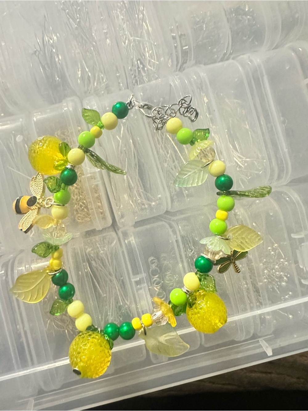 Handcrafted Yellow Green Bead & Lemon  Bracelet - Brand Unbranded